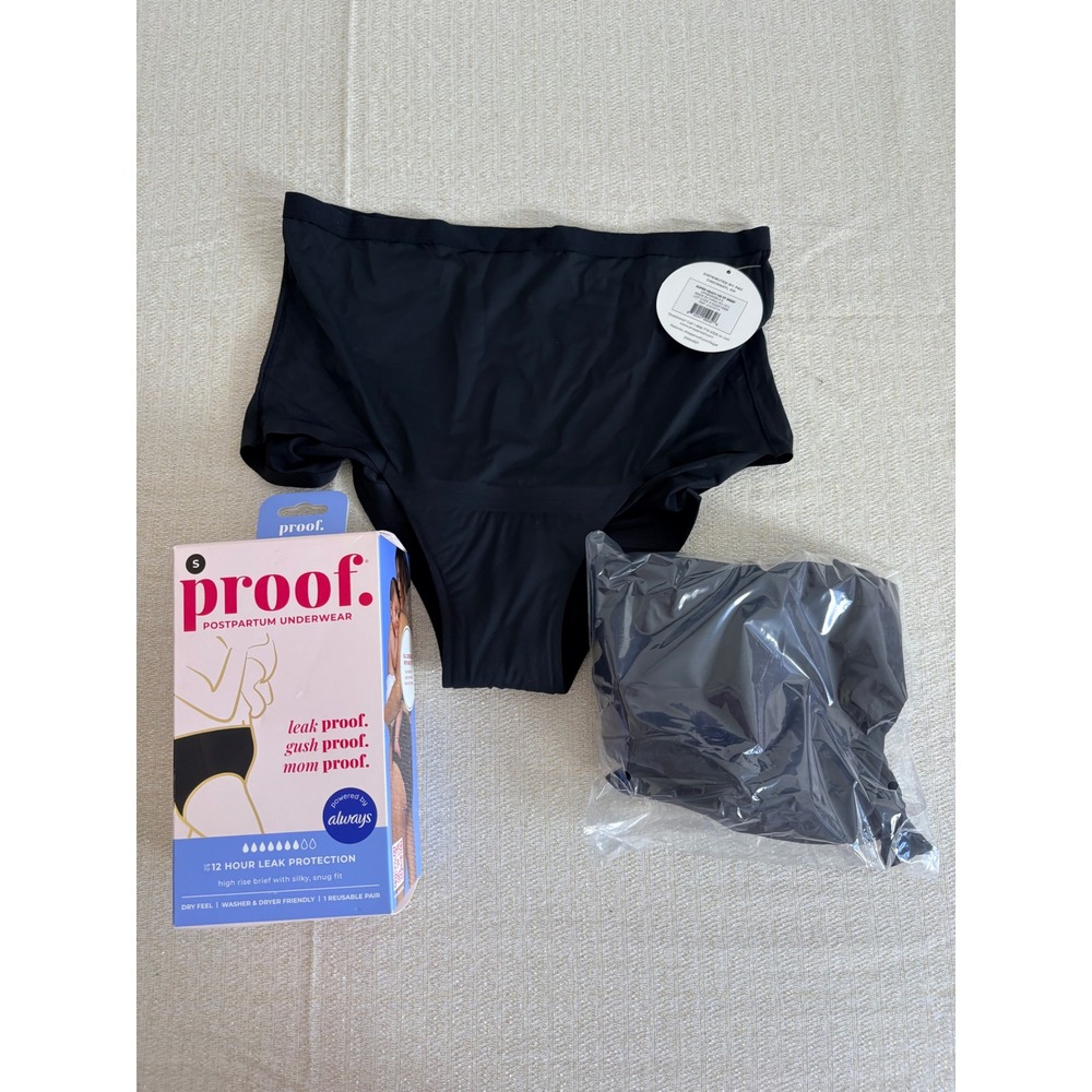 Proof Postpartum Underwear Small Black NEW Super Heavy High Rise Brief